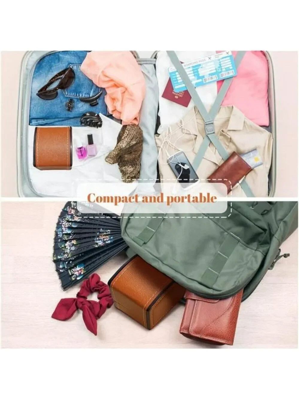 PU Leather Single Watch Travel Case with Cushion Brown Jewelry Storage Box
